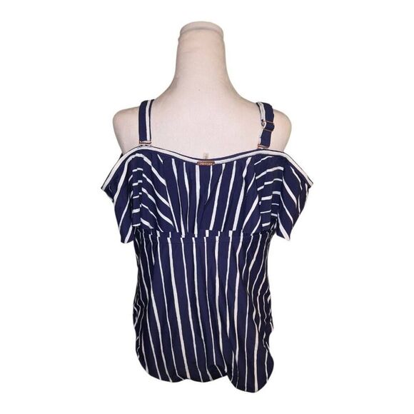 Raisins Curve Women's PLUS Size 18W Navy/White Stripe One Piece Bathing Suit - Picture 4 of 8